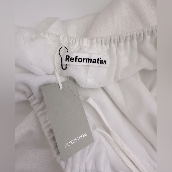 Reformation Anneliese linen open back short sleeve midi dress white - Picture 10 of 12